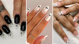 halloween nail art black sparkles ghost nails mummy french manicure